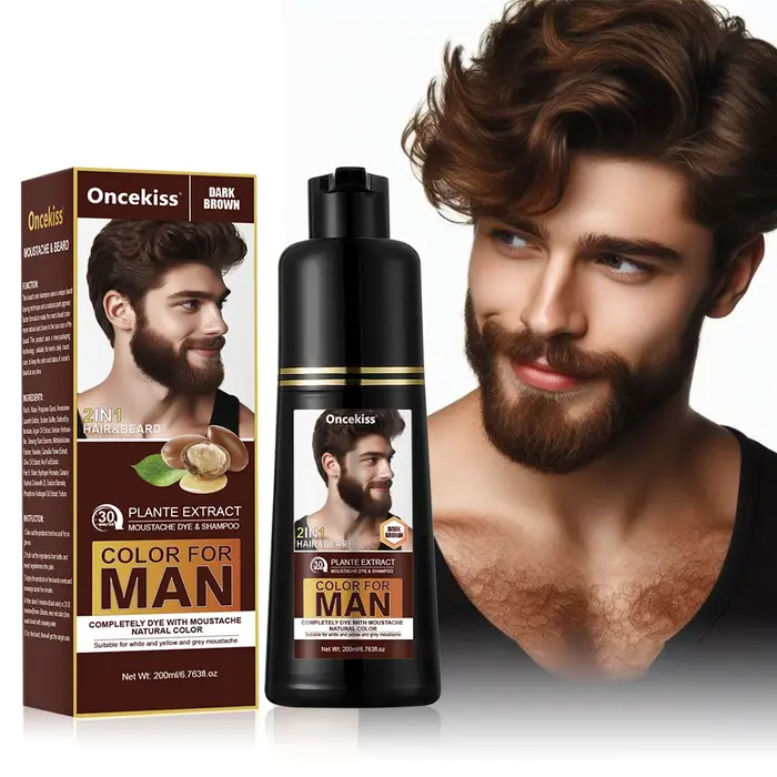Shampoo colorant pour barbe 2 en 1 pour hommes