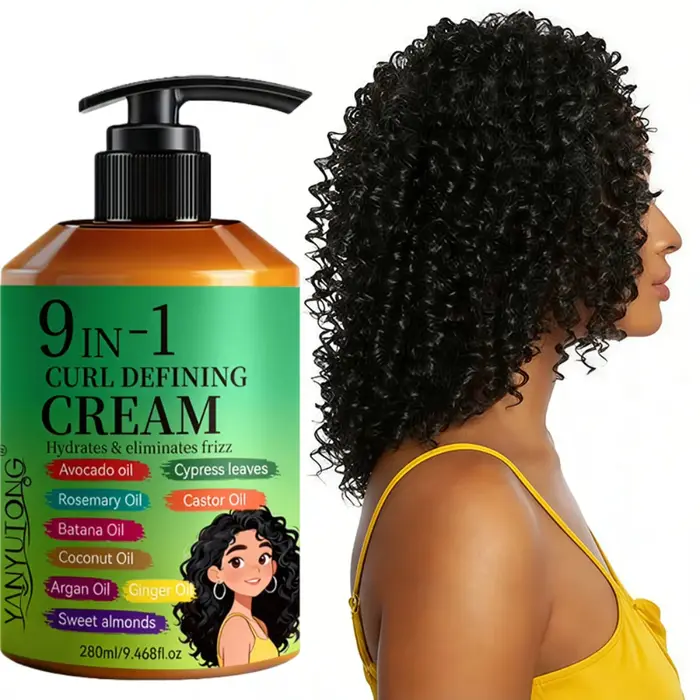 Crème coiffante pour cheveux bouclés 280 ml, formule hydratante et lissante, améliore l'élasticité e