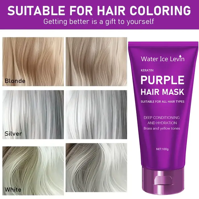 Masque capillaire violet - Tonifiant pour cheveux blonds