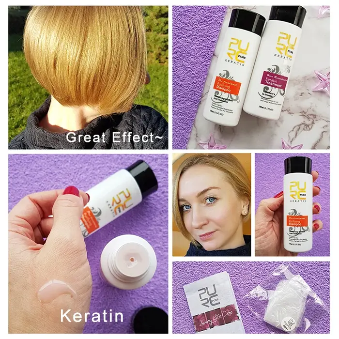 PURC traitement à la kératine shampooing revitalisant produits lissage des cheveux