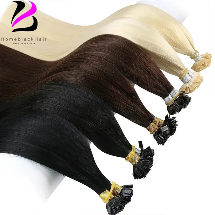 Extensions de cheveux droites à pointe plate Remy 100%