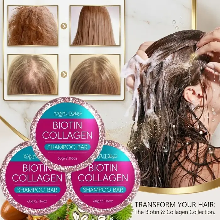Le shampoing solide au collagène enrichi en biotine hydrate et nourrit