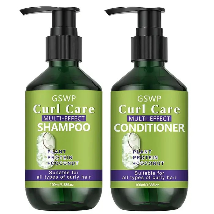 Ensemble shampoing et après-shampoing pour cheveux bouclés GSWP, propriétés hydratantes, nourrit et