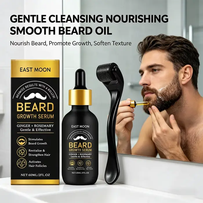 Huile de croissance de la barbe, sérum épaississant, favorise la croissance des poils, renforce les 