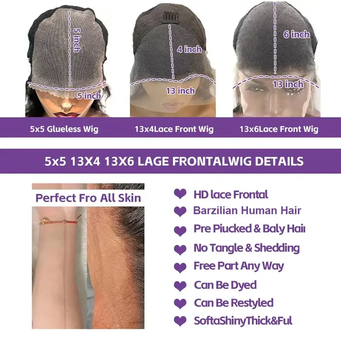 40 42 pouces 250% Wear And Go perruques sans colle vague de corps perruques de cheveux humains 13x4