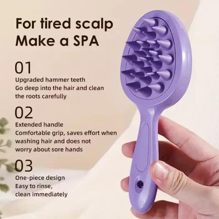Brosse de massage du cuir chevelu 2-en-1 avec poils en silicone doux