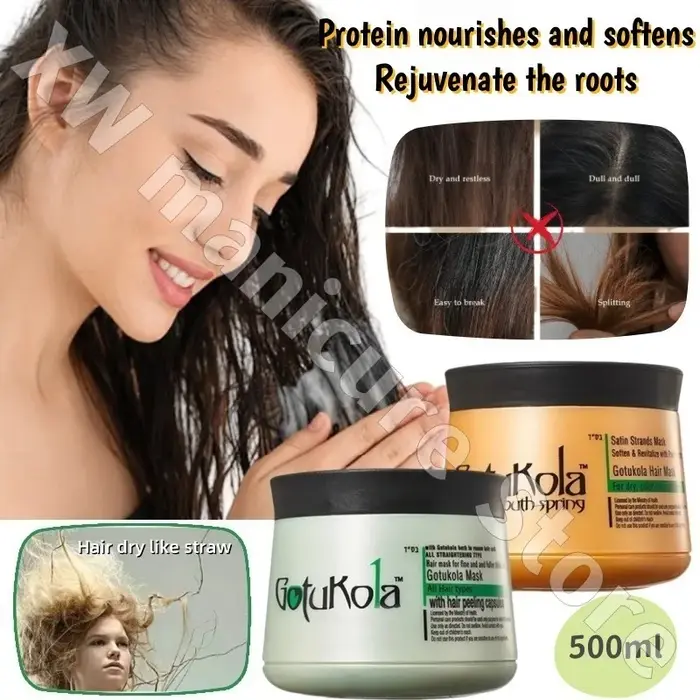 Gotukola Protein Hair Mask 500 ml Nutre douce et rafraîchit les racines des cheveux pour améliorer l