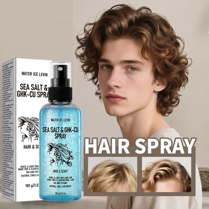 Sérum capillaire au sel marin et GHK-CU, spray pour boucles à la biotine et acide hyaluronique, soin