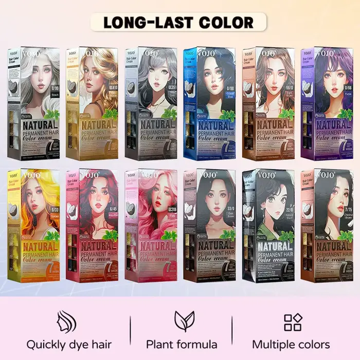 Shampoo colorant pour cheveux 3-en-1 longue durée