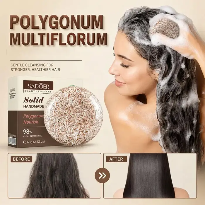 Barre de shampoing Polygonum, savon biologique pour le nettoyage en profondeur des cheveux, contrôle du sébum, renforce les racines des cheveux, shampoing pour soins capillaires, 1 à 5 pièces