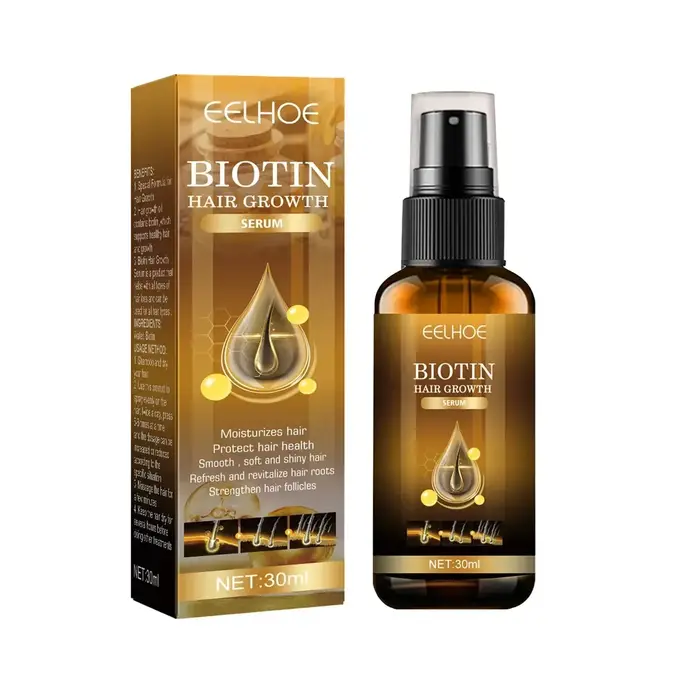 Spray de croissance capillaire à biotine, Anti-perte, prévient la calvitie, répare le cuir chevelu, 