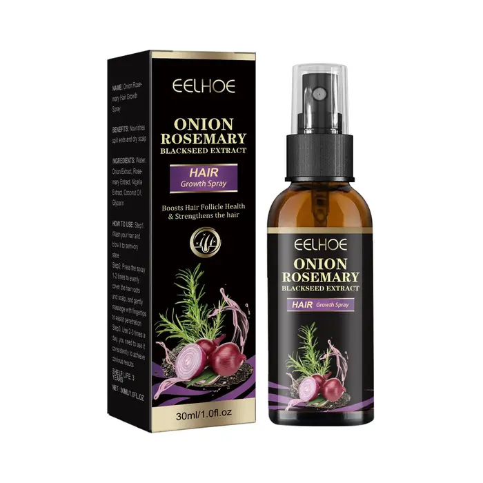 EELHOE oignon romarin huile de croissance des cheveux Spray cheveux endommagés réparateur tête chauv