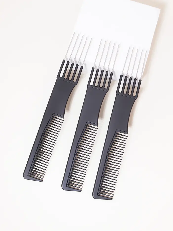 Peignes professionnels pour teinture de cheveux, 3 pièces, avec design double face en métal et acier