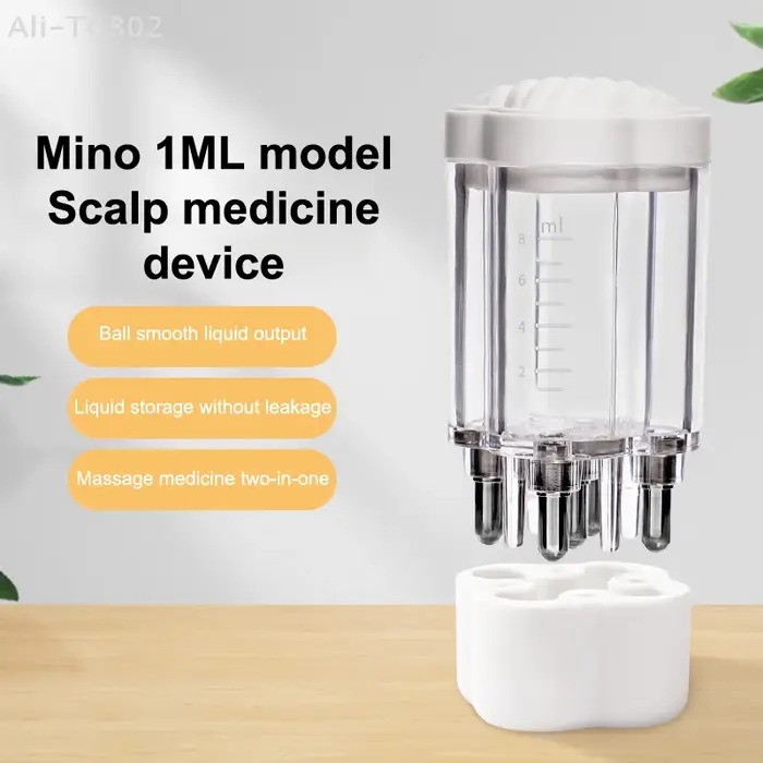 Applicateur de Minoxidil pour le Cuir Chevelu 1-8ml – Système de Massage et de Distribution de Liquide Capillaire avec Peigne Guide pour Traitement de la Perte de Cheveux