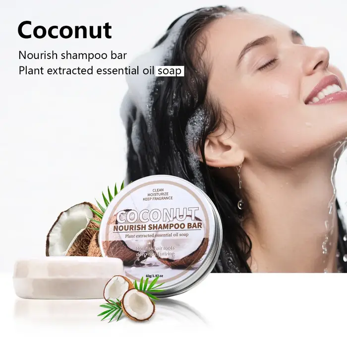 Barre de shampoing à la noix de coco, savon à l'huile de coco, savon shampoing nourrissant pour chev