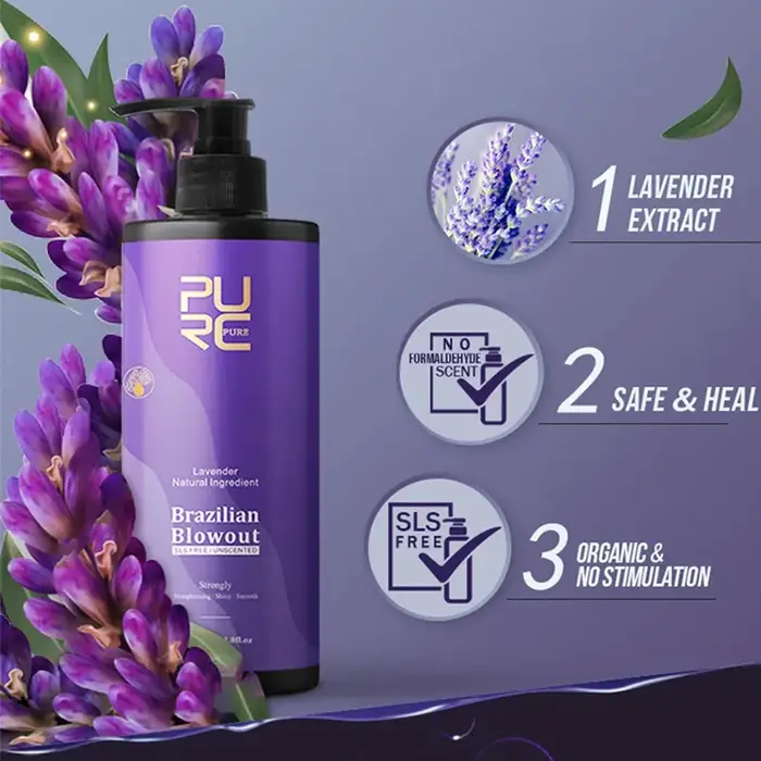 PURC lavande 12% traitement lissant à la kératine brésilienne cheveux bouclés lisser crème lissante produits de Salon professionnels