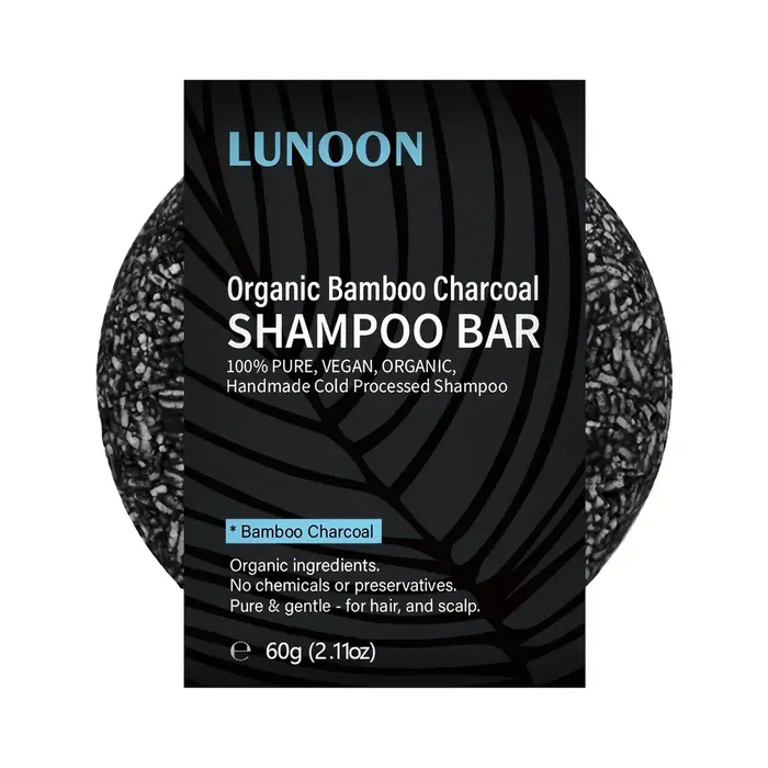 Barre de shampoing au charbon de bambou noir – Réduit la perte de cheveux et les cheveux gris, purif