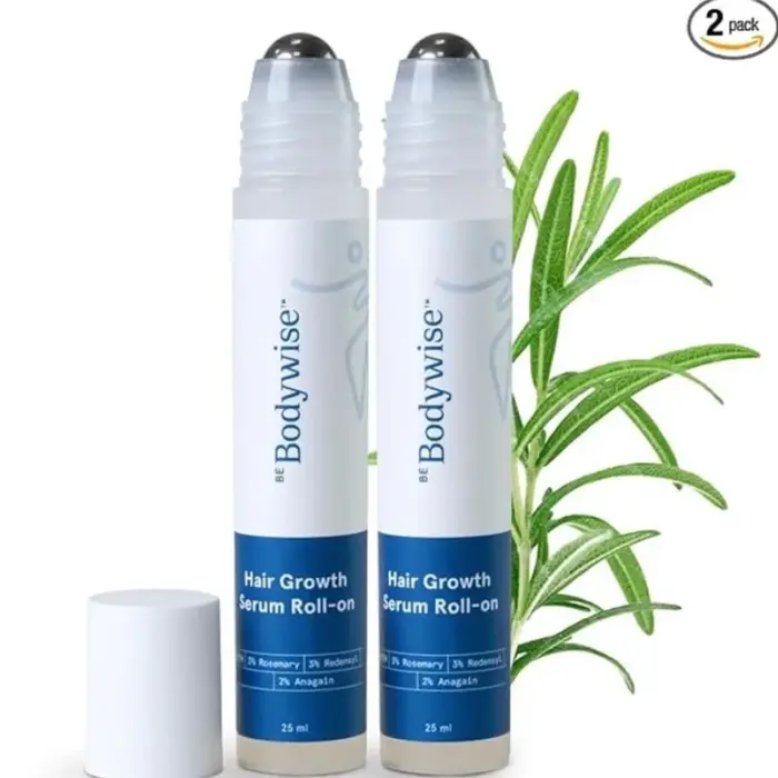 Lot de 2 sérums capillaires roll-on Be Bodywise à la 25ml de romarin pour la croissance des cheveux