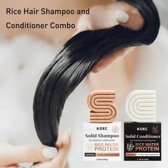 Savon Solide Shampooing et Après-Shampooing au Riz Naturel Bio – Renforce les Racines des Cheveux