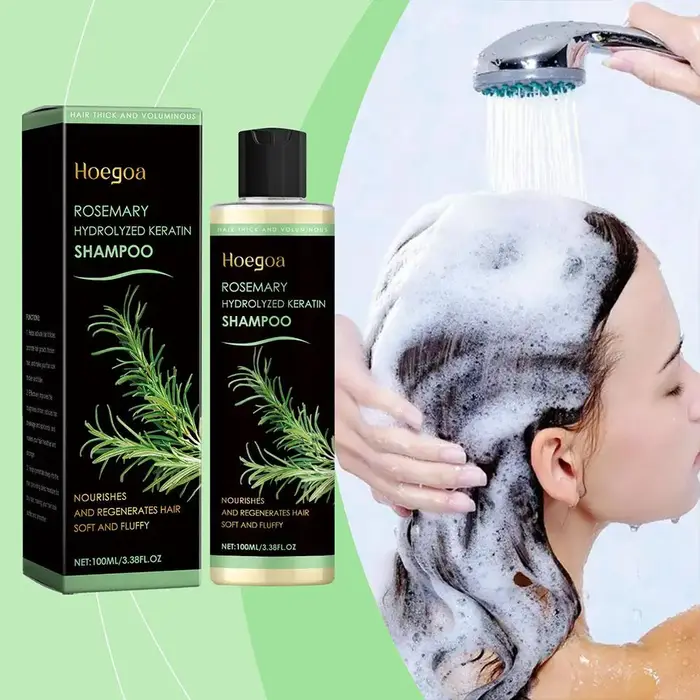 Shampooing à l'huile de romarin et à la menthe poivrée 3,38 fl.oz – Traitement antipelliculaire, régulateur de sébum, nettoyant et volumisant pour cuir chevelu irrité