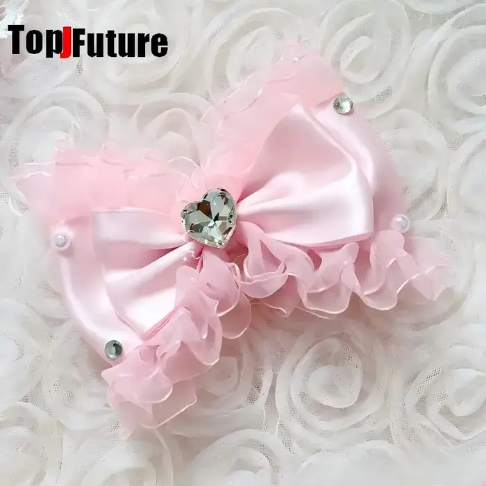 Barrettes à cheveux style Hime Y2K, nœud en dentelle rose à volants, accessoires de coiffure Hime gyaru, barrettes pour filles subculture, coiffure Luolita