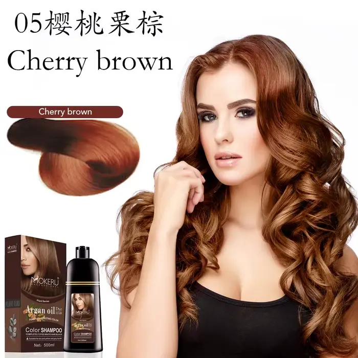 Mokeru Shampooing Colorant Permanent Naturel Bio pour Cheveux Bruns, Teinture Noire Longue Durée pou