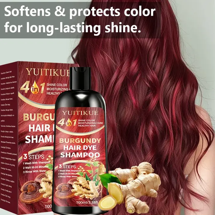 Shampoo colorant capillaire bordeaux 4 en 1