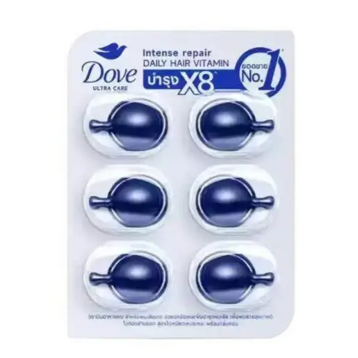 Capsules d'huile capillaire thaïlandaise Dove, traitement nourrissant sans rinçage et anti-frisottis