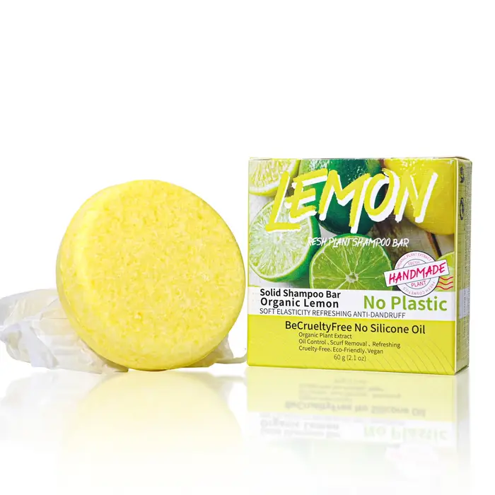 J + 60g Nature plante citron solide shampooing rafraîchissant contrôle de l'huile