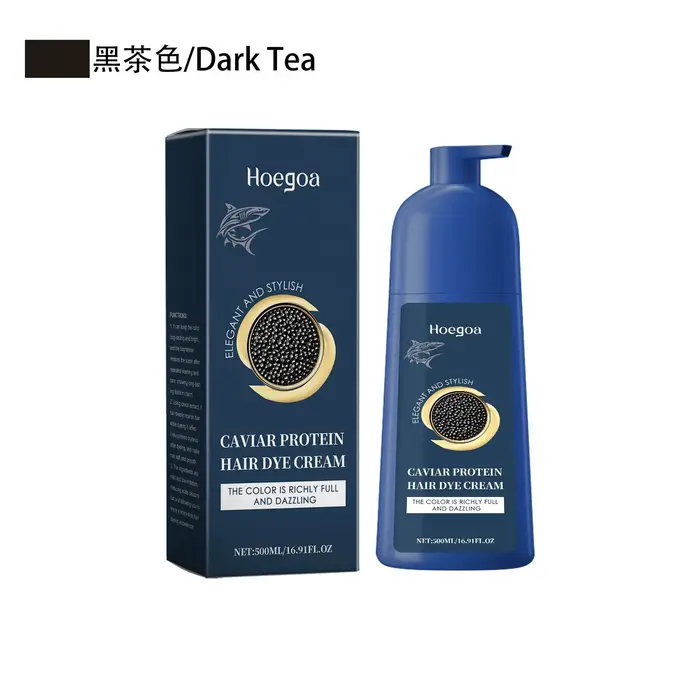 Shampoing de teinture capillaire aux protéines de Caviar, longue durée, noir, marron, réparation des