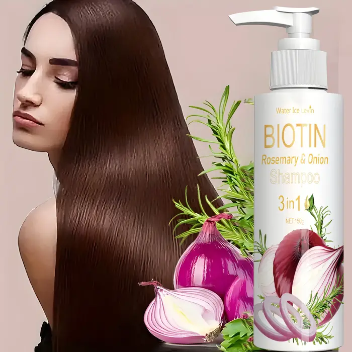 Shampoing à l'oignon au romarin et à la biotine