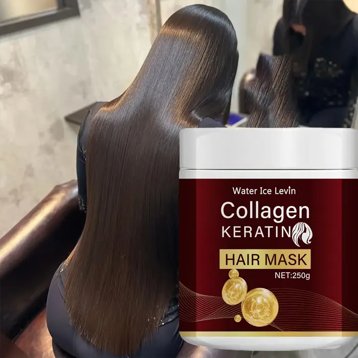Masque capillaire au collagène et à la kératine, nourrit en profondeur les cheveux secs et abîmés, a