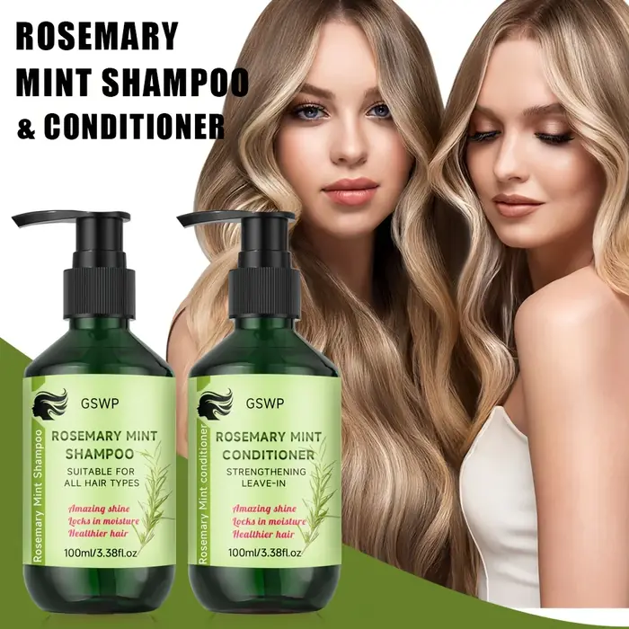 Ensemble Shampooing et Après-Shampooing Fortifiant GSWP à la Menthe et au Romarin