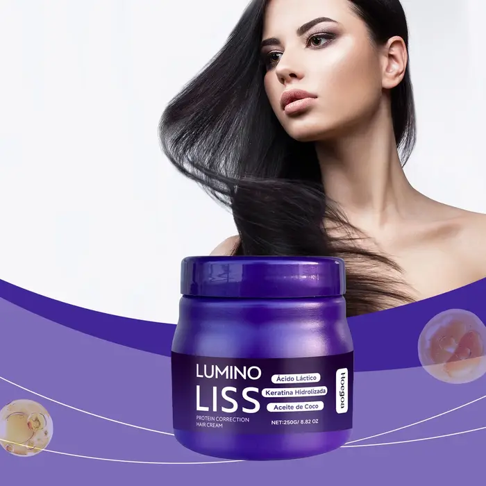 Crème Lissante Protéinée Réparatrice en Profondeur, Conditionneur Nourrissant Anti-Frisottis pour des Cheveux Soyeux et Lisses