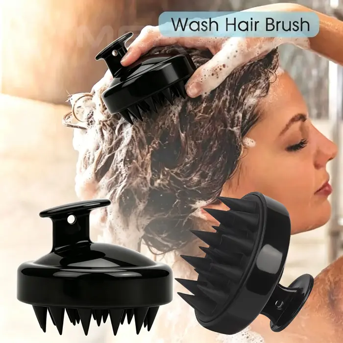 Brosse de massage du cuir chevelu en silicone souple pour le lavage des cheveux