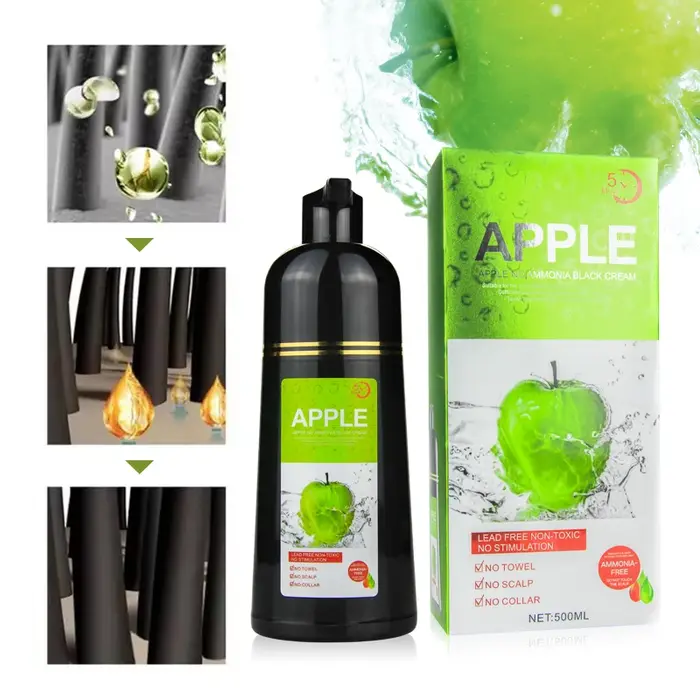 Shampoing colorant pour cheveux à base d'extrait de fruits sans ammoniaque, coloration naturelle des