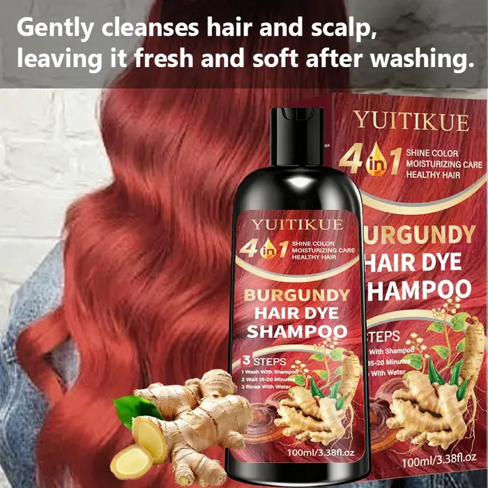 Shampoo colorant capillaire bordeaux 4 en 1