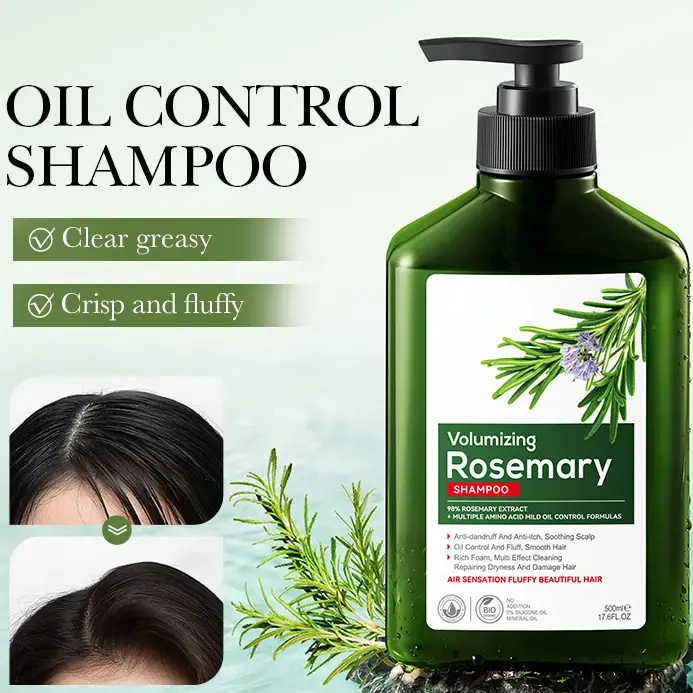 Shampooing anti-pelliculaire au romarin, contrôle de l'huile, lissage moelleux, élimination des pell