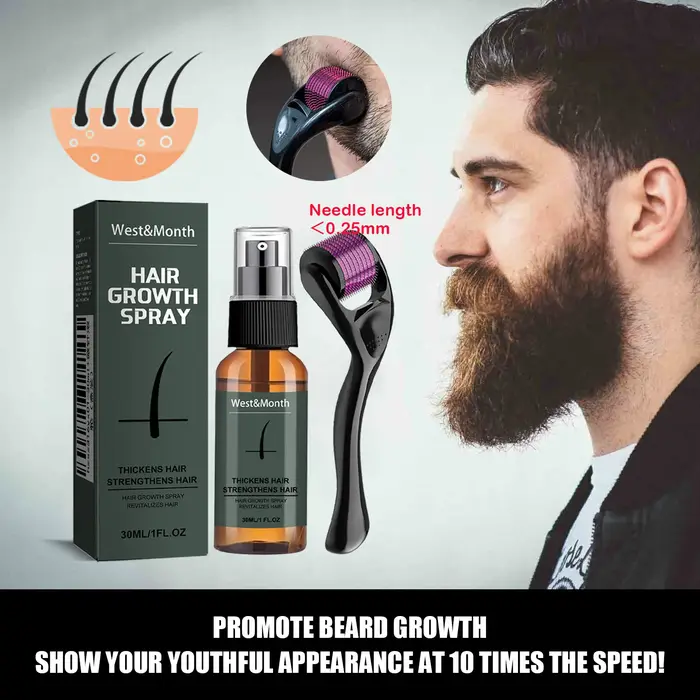 Kit de spray pour barbe homme avec micro-rouleau 0