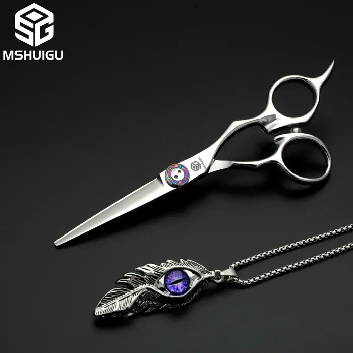 MSHUIGU Ciseaux à cheveux professionnels multifonctionnels, ciseaux à effiler 440C 4-6,5 pouces, out