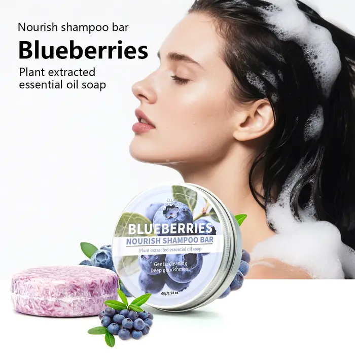 Barre de shampoing aux fruits de myrtille, savon de soin capillaire à l'essence de myrtille naturell