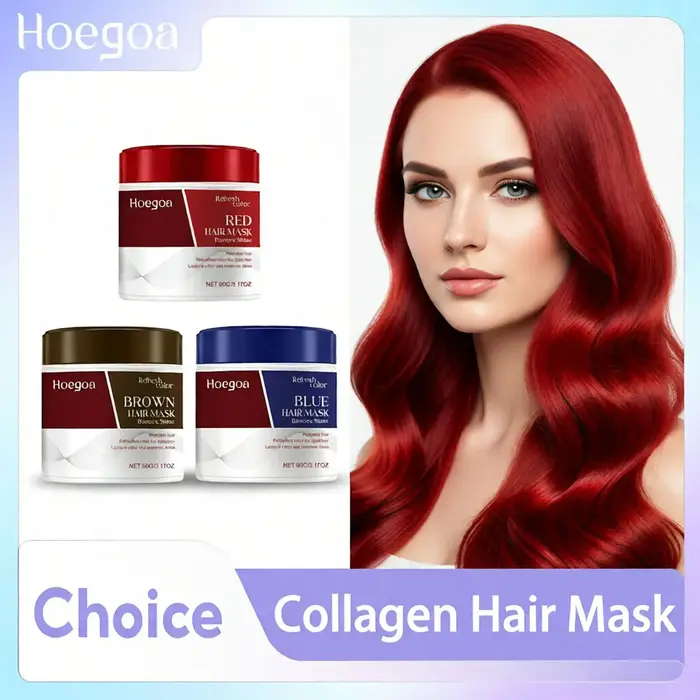 Masque capillaire au collagène pour supplément de couleur de cheveux rouge bleu brun nourrir en prof
