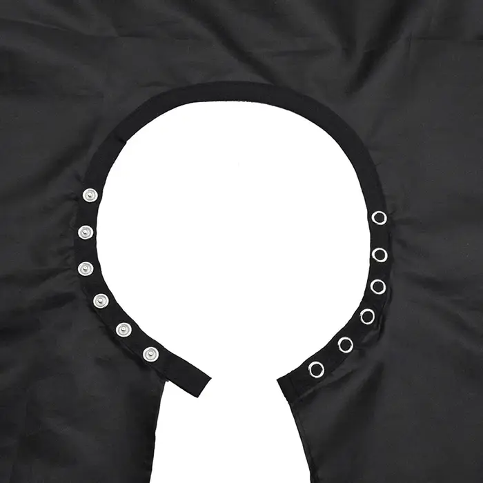 Cape de coiffure noire antistatique à col boutonné pour salon