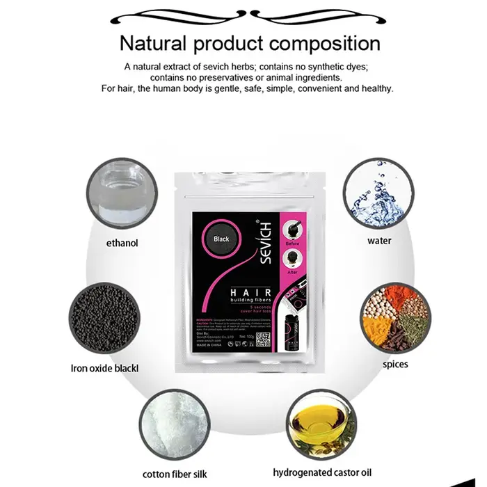 SEVICH 100g recharge cheveux épaississement Fiber 10 couleurs traitements capillaires couverture épaissir poudre kératine Fibers produit de soin des cheveux