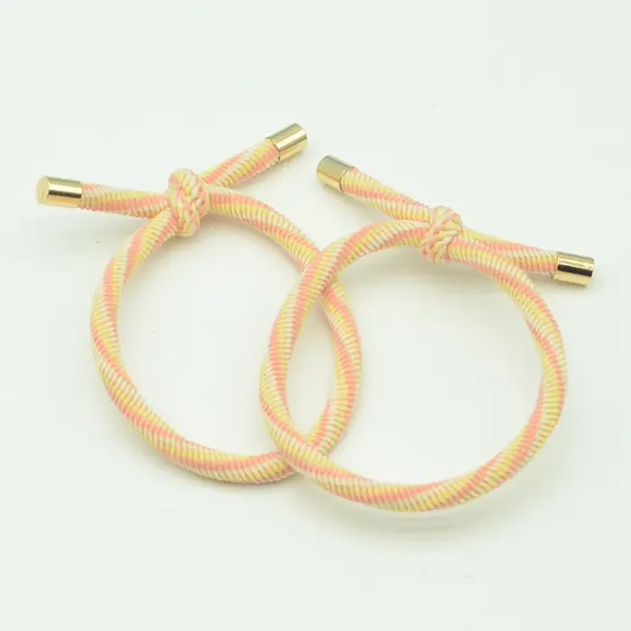 30 pièces 5mm cordons sergé noués bandes de cheveux élastiques casquettes dorées attaches