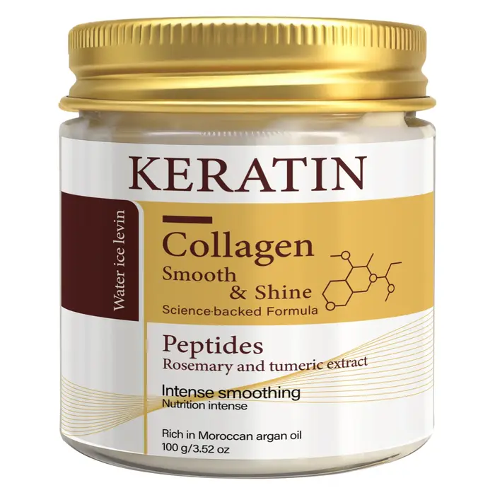 Masque capillaire à la kératine et au collagène avec peptides et romarin - Lissage intense et brilla