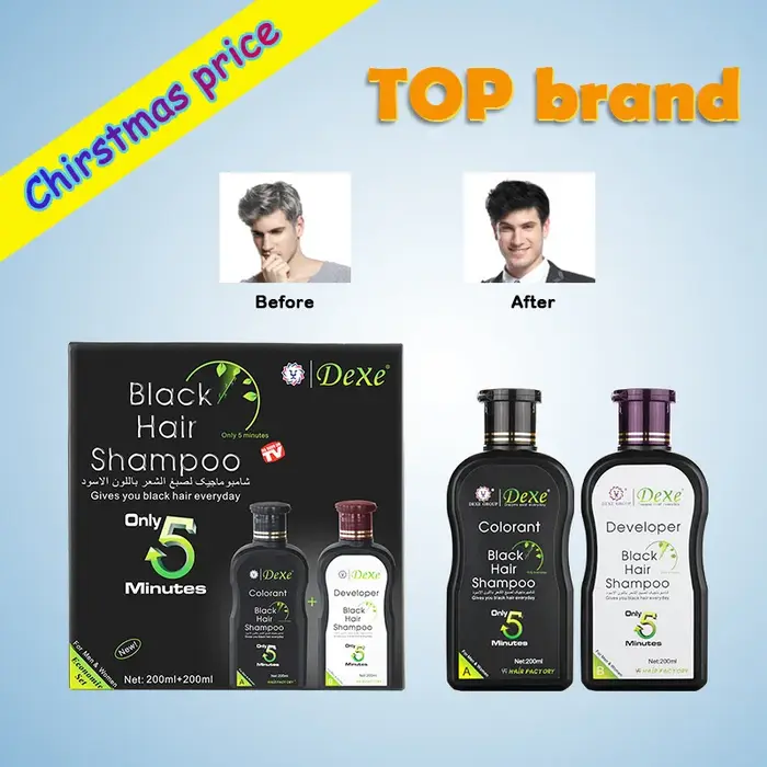 Dexe-Shampooing colorant pour cheveux noirs, coloration naturelle des cheveux, restauration rapide des cheveux noirs, turnant et traitement, 10 minutes