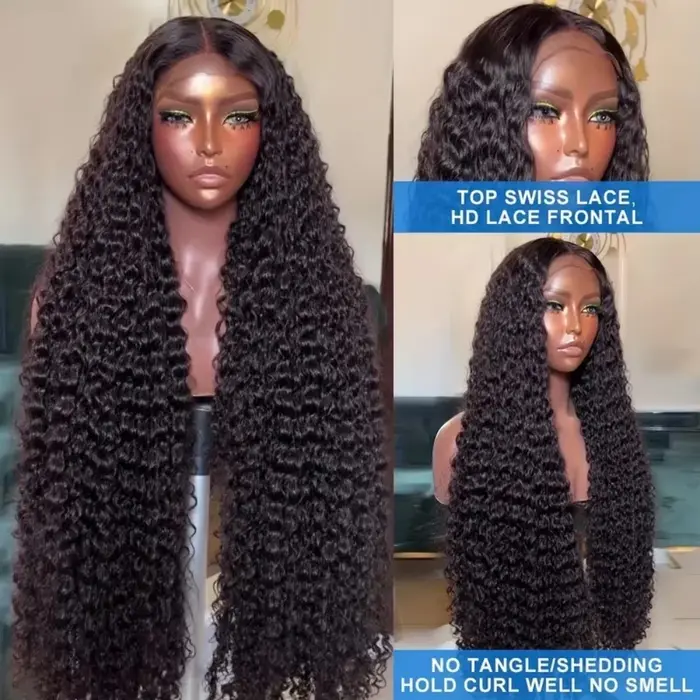 Perruque Lace Frontal Wig naturelle sans colle bouclée HD, 40 pouces, 13x4, 13x6, densité 200%, 5x5,