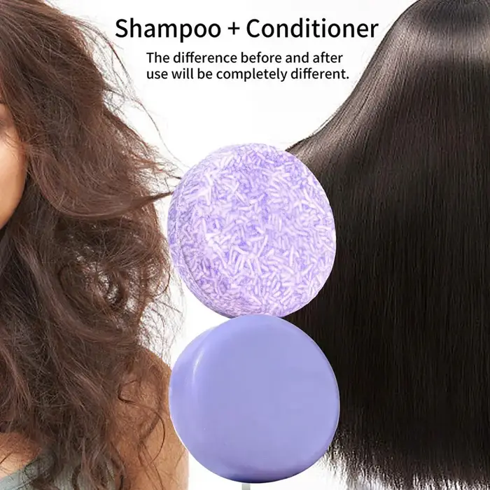 Pack Shampoing et Après-Shampoing Solides à la Myrtille pour Cheveux Fins et Frisés