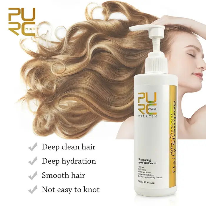 PURC – shampooing purifiant, 300ml, après-shampoing pour lisser les cheveux, traitement à la kératin